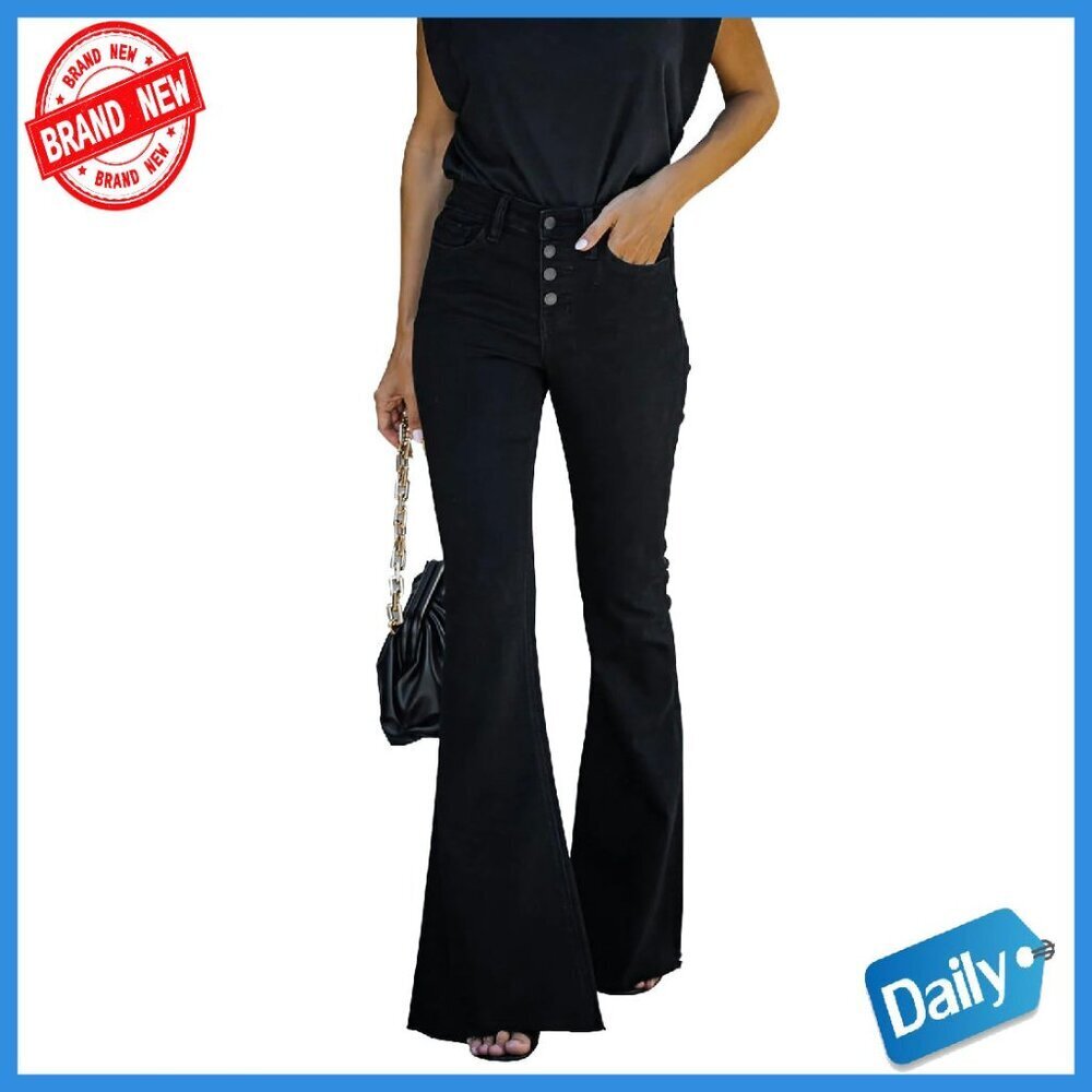 High Waisted Flare Jeans Stretchy Denim Wide Leg Bootcut Pants